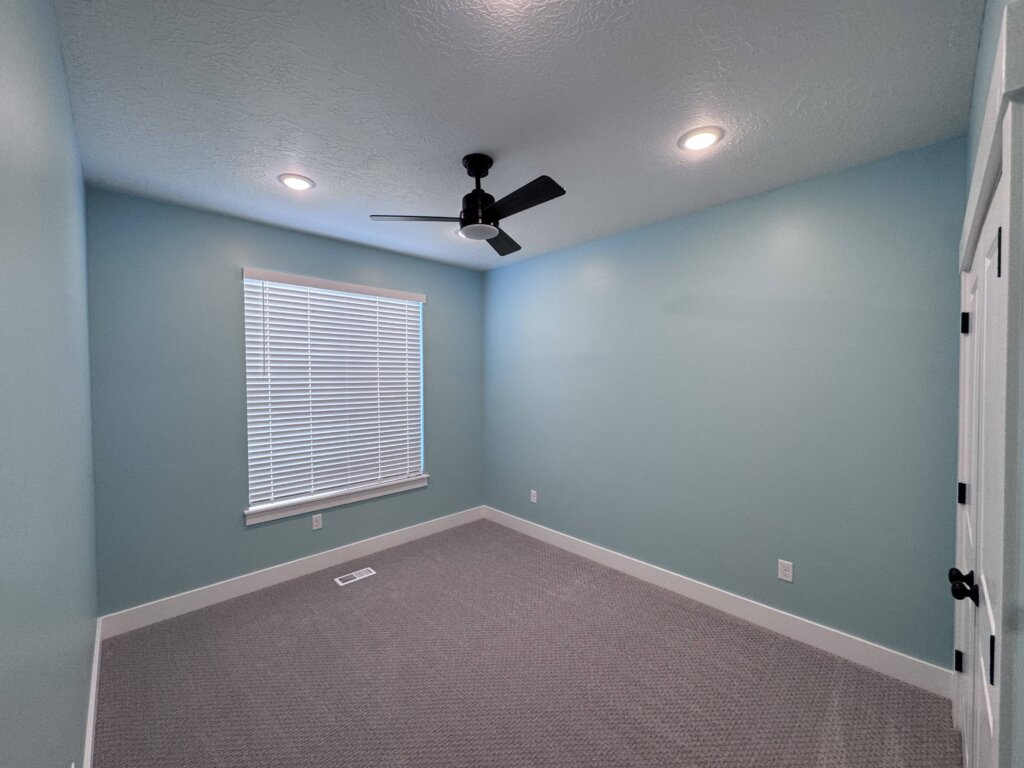 Mapleton Basement Finishing Utah County Basement Bedroom With Ceiling Fan And Low Profile Led Lights Remodelaholic