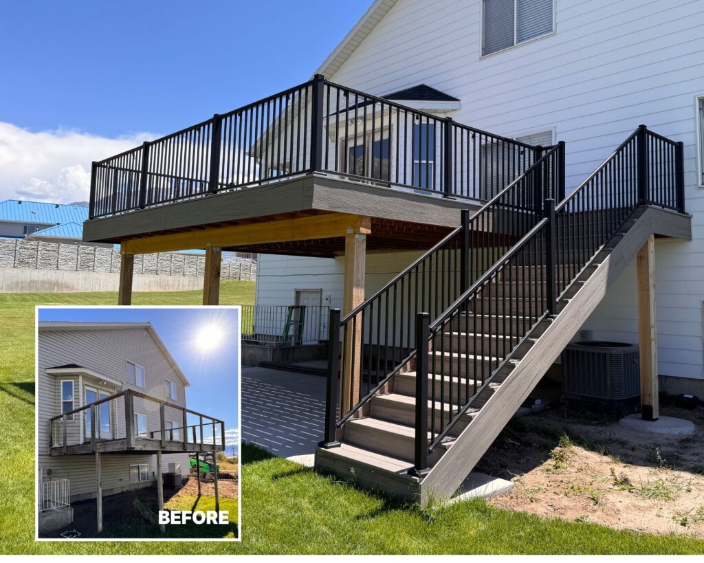 Utah County Deck Builder Before And After Remodel Old Wood Deck To New Trex Decking Lindon Ut Remodelaholic