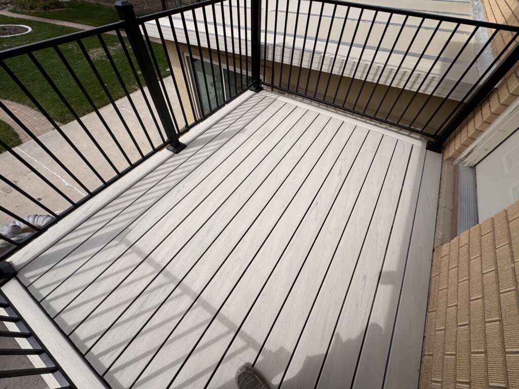 Utah County Deck Builder Deck Remodel And Expansion Light Gray Trext With Black Railing Salem Ut Remodelaholic